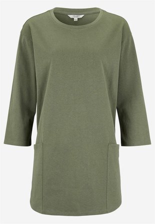 Cellbes of Sweden - Trikåtunika i ekologisk bomull med fickor - khakigrön - för damer - 54/56