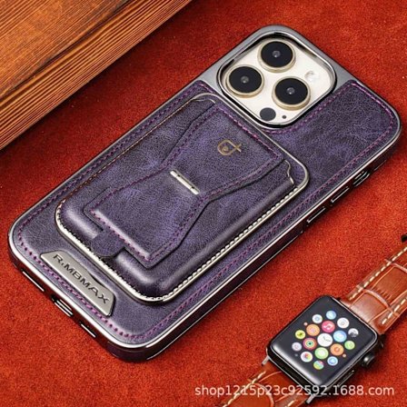 Etui til iPhone 13promax Mørk Violet Magnetisk Støttefod Kort Holder