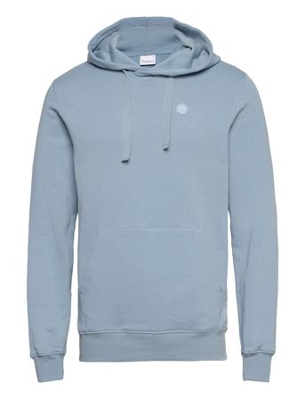 Elm Hood Basic Badge Sweat - Gots/V Hoodie Blå Knowledge Cotton Apparel