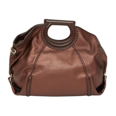 Salvatore Ferragamo Leather Taske with handle and seams processing Brun, Dame Håndtasker, Størrelse: ONE Size
