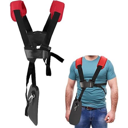 (Rød) Trimmer Skulderstropp - Dobbel Skuldersele Trimmer med Justerbar Slitesterk Nylonbelte for Gresstrimmer eller Hagearbeid for STIHL FS, KM Ser