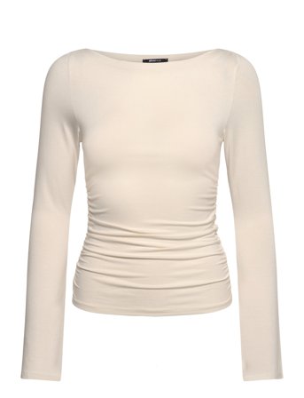 Gina Tricot Soft Touch Boatneck Top - Beige - XL