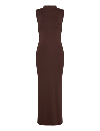 Veneda High Neck Maxi Dress Brown Bardot