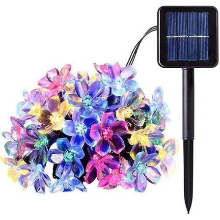 Udendørs Solar Light Garland, 7m 50 Led Cherry Blossoms 8 lystilstande Vandtæt (flerfarvet)