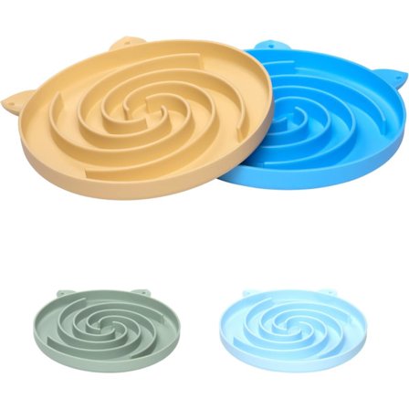 Silikone Slow Cat Bowl Feeder - Katte Slow Feeder Tør Våd Mad til Sund Spisning - Let at Rengøre