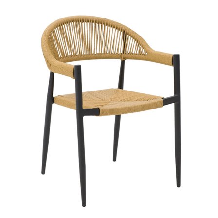 PE Flettet Stol, Natur Sort, 56x55x78 cm, Stabelbar