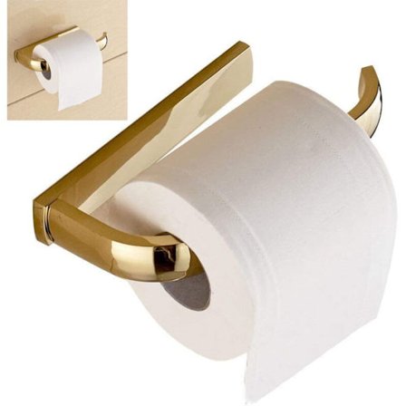 Toalettpappershållare i mässing, guld, kompatibel med standardrullar