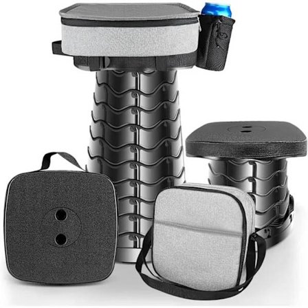 Bærbar sammenleggbar krakk med pute og koppholder, lett og stabil, lastekapasitet 220 kg, utendørs, fotturer, fiske, grilling, reiser