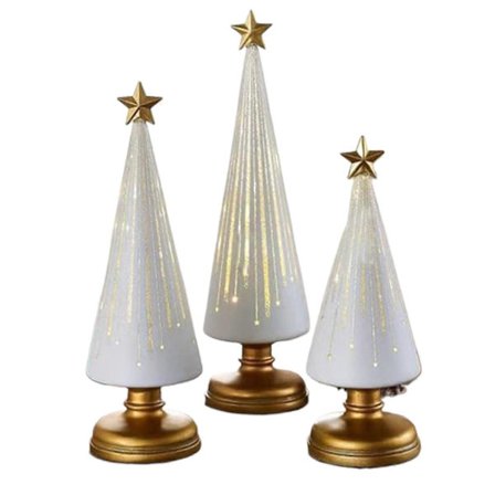 3 stk./sæt Stjerneklare juletræslys 3-delt sæt Hjemmekontor Bil Juledekorationer Med Lys [DB] hvid