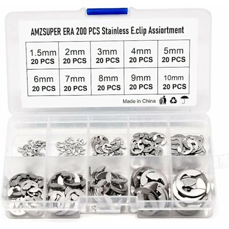 200 kpl E-klipsirengas 304 ruostumatonta terästä ulkoiset sokkanauhat sokkanauha