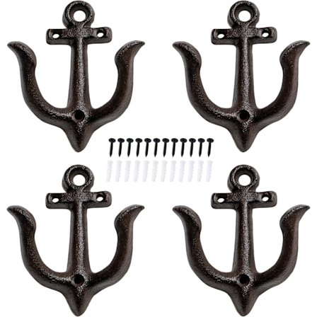 Dekorative Veggkroker Montert Antikk Shabby Chic Metall Støpejern Nautisk Anker Design Veggkroker Henger, Vintage Rustikke Støpejern Veggkroker