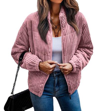 Kvinnor Ståkrage Fleecejackor Öppen Front Cardigan