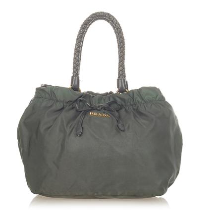 Prada Vintage, Pre-owned Handbag Grijs, Dames, Maat:ONE Size,nylon,gevlochten
