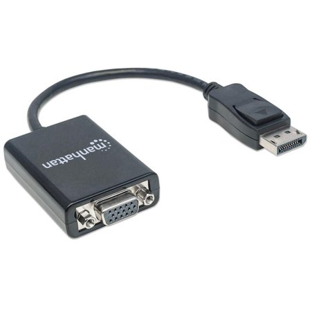 Manhattan MH Converter, DisplayPort to VGA, DP-Male/HD15-Female, Black