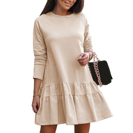 Dam Casual Långärmad Lös Tunika Klänning Mini T-shirt Klänning R