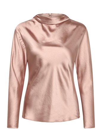 Mango Satin Blouse With Draped Neck - Pink - M