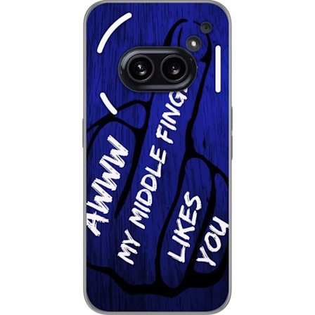 Kompatibelt Mobildeksel til Nothing Phone (2a) Plus Mørk typografisk illustrasjon med hjerteform og budskap om vennskap mot dyp blå tretekstur