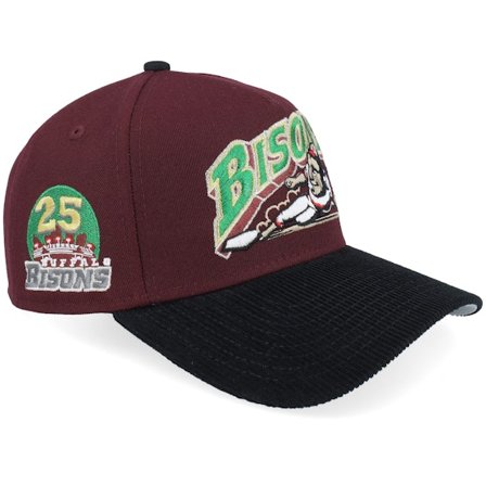 New Era - Hatstore Exclusive x Buffalo Bison 9FORTY Maroon/Black Corduroy A-Frame Adjustable Adjustable Red Cap - MiLB @ Hatstore