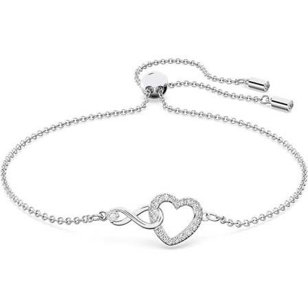 Swarovski Infinity Heart smykkekolleksjon, halskjede og armbånd, roségull og rhodiumbelagt finish, klare krystaller