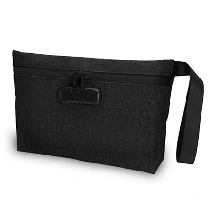 Pengepose med Lås, Låsbar Pengepose, Vandafvisende Bankpose med Lynlås og Lås til Kontanter, Mobiltelefon B