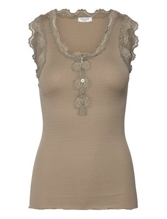 Rosemunde | Rwbeatha Sl U- Neck Lace Button Top | M