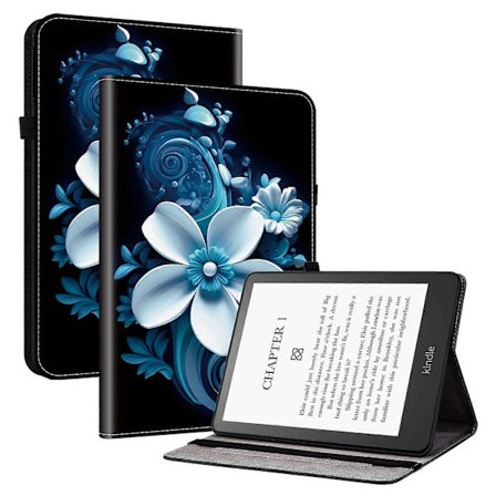 Läderfodral med mönster och ställ för Amazon Kindle Paperwhite (2021) med kortfack