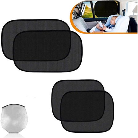 Bil Solskærm - Bil Solskærm Sidevindue - 1 Par 50 x 30 Cm og 1 Par 44 x 38 Cm - Baby Bil Solskærm - Elektrostatisk Adsorption - Beskyttelse af 