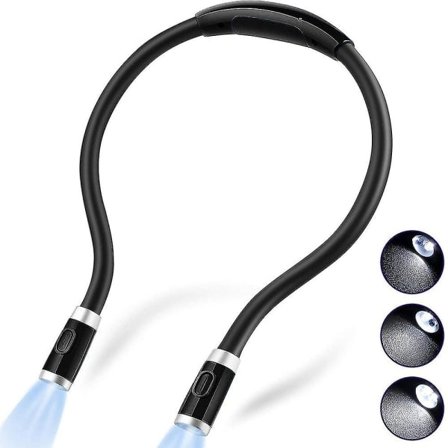 Oppladbar LED Boklampe, Nakke-Klem Leselys for Lesing i Sengen, Håndfri Superfleksibel, 3 Justerbare Lysstyrkenivåer