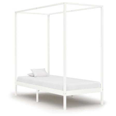 Vidaxl Himmelsäng Med 2 Lådor Vit Massiv Furu 100x200 Cm Vit