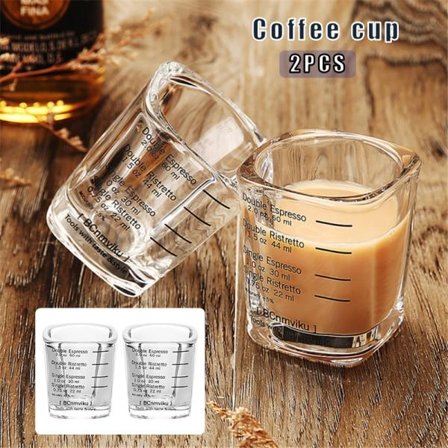 2 kpl mittakupit 2 uns/60 ml mini nestemäiset lasit korkea espresso paksuuntunut lasikuppi mustalla viivalla