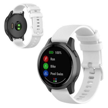 Garmin Vivoactive 4 grid texture silikoni ranneke - Valkoinen