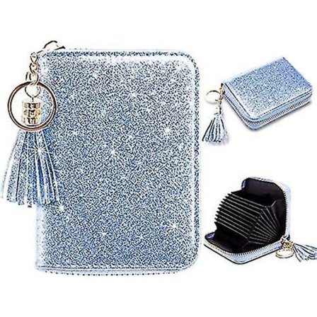 Söt glitterpulverorgan Liten korthållare ID-kortsväska för kvinnor med stor kapacitet myntväska