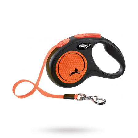 New NEON - Orange - Textilkoppel, Rullkoppel, Draglinor, Läderkoppel, Långlinor, Flexikoppel på Doggie.se