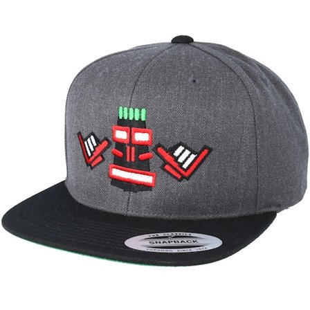Xaka - Grå snapback Keps - Tiki Shaka Dark Grey/Black Snapback @ Hatstore