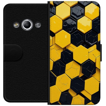 Yhteensopiva Lompakkokotelo Samsung Galaxy Xcover 3 Keltainen Musta Kuusikulmainen Tekniikkakuvio