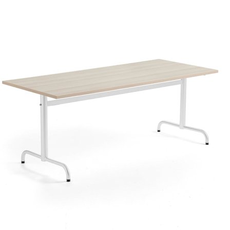 Pöytä PLURAL PLUS, 1800x800x720 mm, ääntä vaimentava korkeapainelaminaatti HPL, saarni, valkoinen