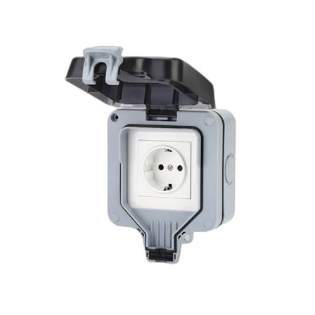 INF Utomhus vägguttag med lock IP66 Eluttag 16A 250V
