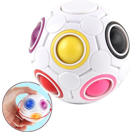 Roterende stressregnbueball Infinity Relief Spinner Fidget-leketøy for voksne barn pedagogisk magisk kubepuslespill (hvit)