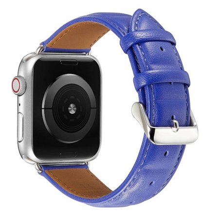 Apple Watch Series 8 (41 mm) firkantet klokkerem i ekte skinn med påtrykk - Safir