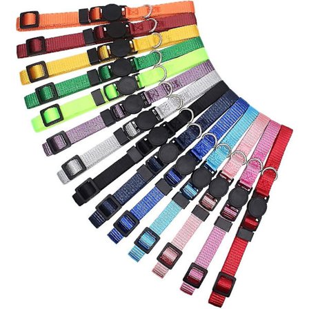 14 stk. Bløde nylon hvalpe fødselskrave ID - Justerbare breakaway kuldkraver Baby hunde ID bånd Kæledyrsidentifikation Kompatible opdrættere med 