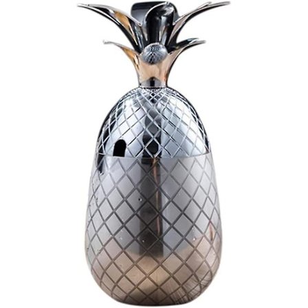 18,6oz/550ml Cocktail Ananas Kop Med Låg - 304 Rustfrit Stål Metal Rose Forgyldt