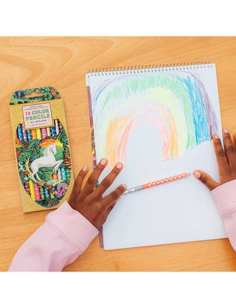 Eeboo 12 Colour Pencils - Double Sided Neon Metallic - Unicorn Garden - Multi/patterned - ONE SIZE