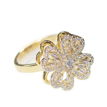 Ring med Fyrklöver, Roterbar Ring för Tonårstjejer, Spinner Fidget Ring