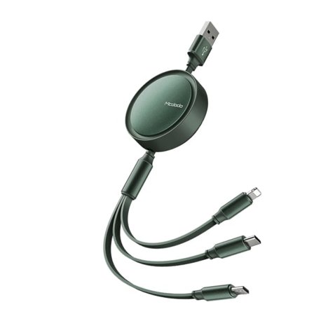 RU-1,2 m Upprullningsbar USB-kabel - Grön