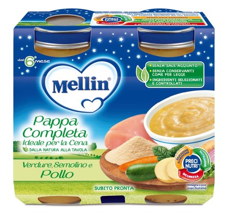 Mellin Semolino Verdure Pollo Pappa Completa 6m+ 2x200g