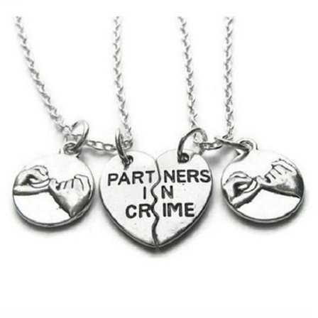 Necklace - Partners in Crime - Pinky Swear - Heart - 2 pieces