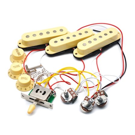 Guitar Prewired Harness 3 stk. Elektrisk Guitar Ledningsnet Prewired Pickups og 5-vejs Konverter 2T1V Pickup Harness Kit