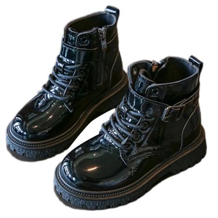 Barn Snörning Kort Bootie Sido Zipper Mode Combat Boot