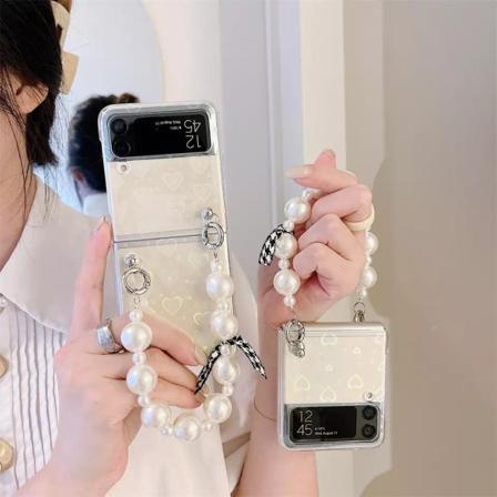 Samsung Galaxy Z FLIP 3 - etui med monokrome hjerter 3D Transparent one size