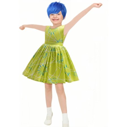 Pige Joy Prinsesse Kjole Kostume Børn Cosplay Klæd Ud Halloween Fødselsdag Jul Outfits med Paryk